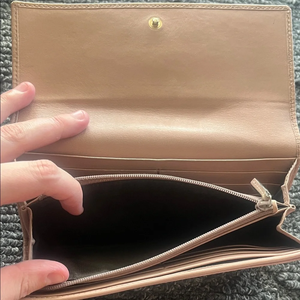 Gucci Guccisima Tan Embossed Women's Long Wallet w/ small bow